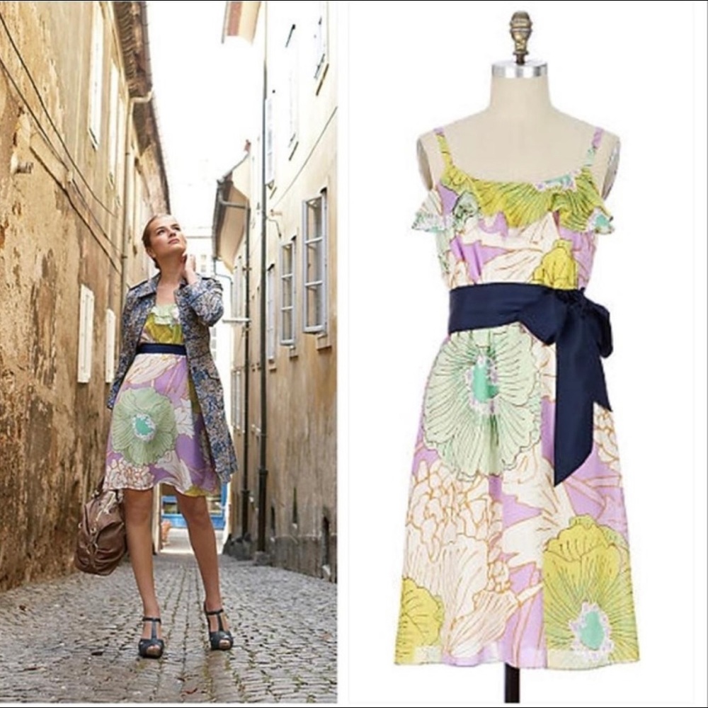 Anthropologie Maeve Silk Floral Dress